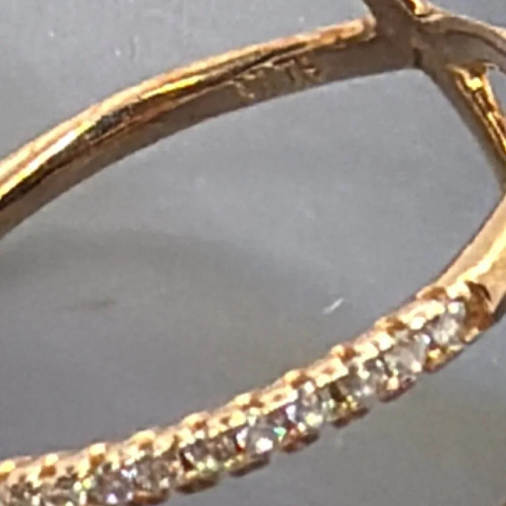 NEW 925 Silver Rose Gold Vermeil Pave CZ Criss Cross Ring Architectural Size 8 - Picture 12 of 16